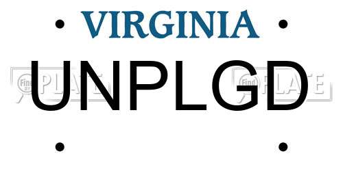 UNPLGD Virginia License Plate