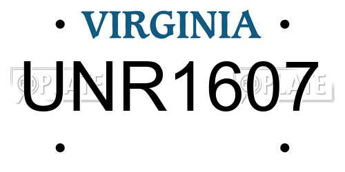 UNR1607 Virginia License Plate