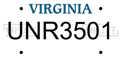 UNR3501 Virginia License Plate
