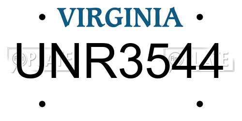 UNR3544 Virginia License Plate