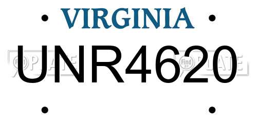 UNR4620 Virginia License Plate