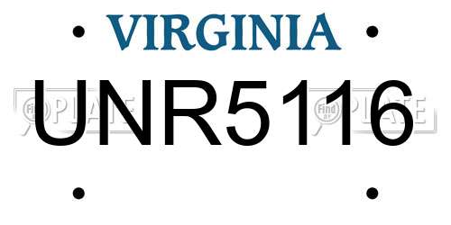 UNR5116 Virginia License Plate