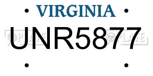 UNR5877 Virginia License Plate