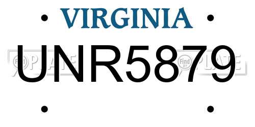 UNR5879 Virginia License Plate