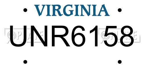 UNR6158 Virginia License Plate