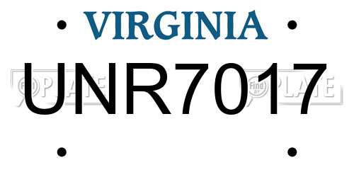 UNR7017 Virginia License Plate
