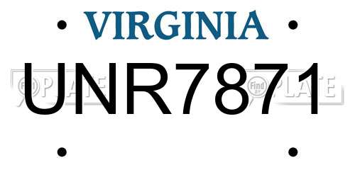 UNR7871 Virginia License Plate