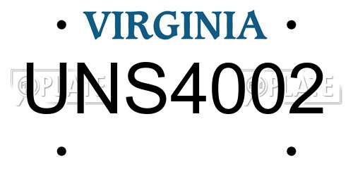 UNS4002 Virginia License Plate