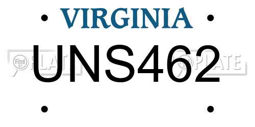 UNS462 Virginia License Plate