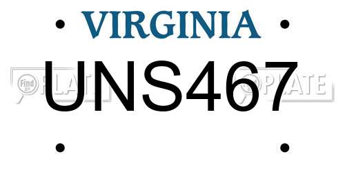UNS467 Virginia License Plate