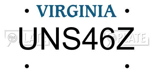 UNS46Z Virginia License Plate