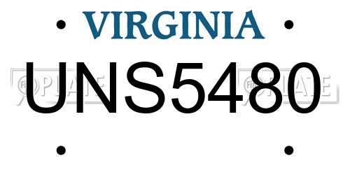 UNS5480 Virginia License Plate
