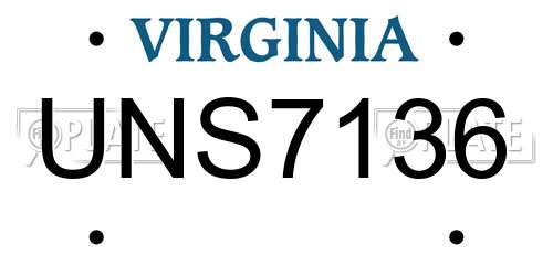 UNS7136 Virginia License Plate