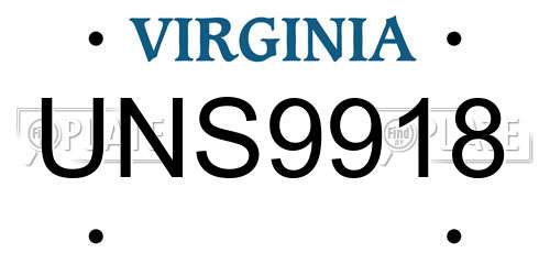 UNS9918 Virginia License Plate