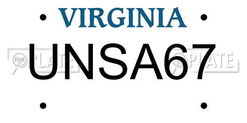 UNSA67 Virginia License Plate