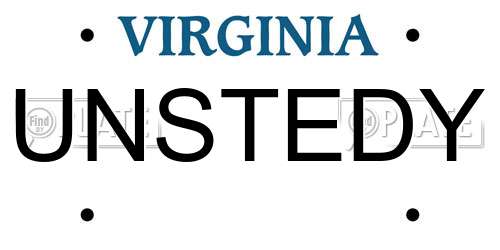 UNSTEDY Virginia License Plate