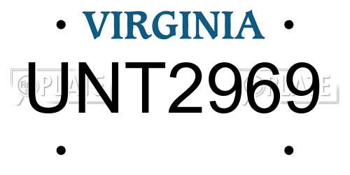 UNT2969 Virginia License Plate