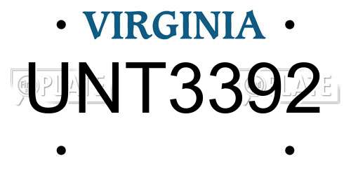 UNT3392 Virginia License Plate