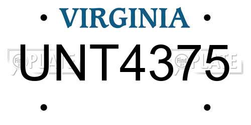 UNT4375 Virginia License Plate