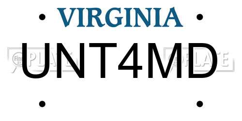 UNT4MD Virginia License Plate