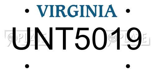 UNT5019 Virginia License Plate