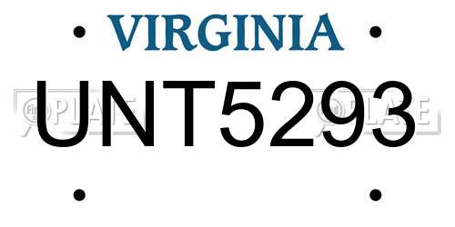 UNT5293 Virginia License Plate