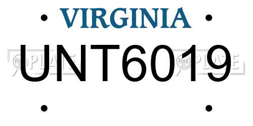 UNT6019 Virginia License Plate