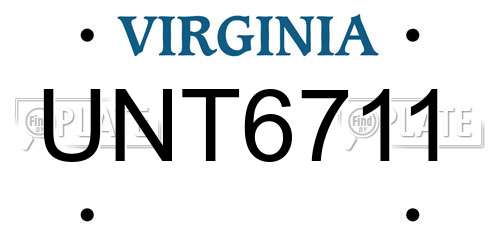 UNT6711 Virginia License Plate