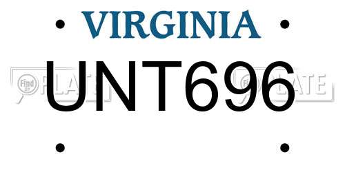 UNT696 Virginia License Plate