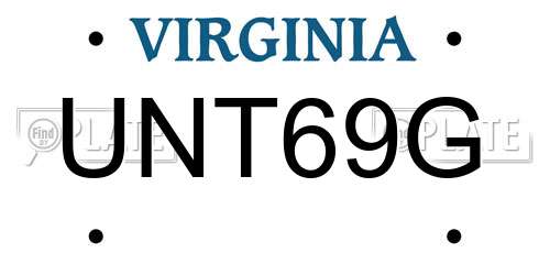 UNT69G Virginia License Plate