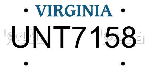 UNT7158 Virginia License Plate