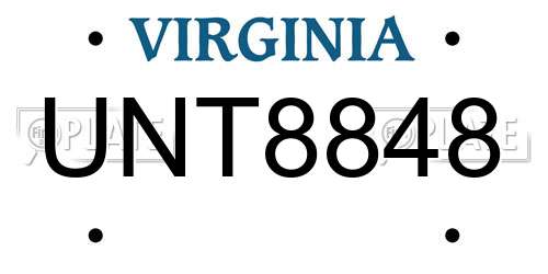 UNT8848 Virginia License Plate