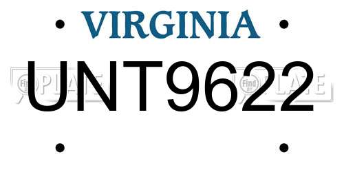 UNT9622 Virginia License Plate