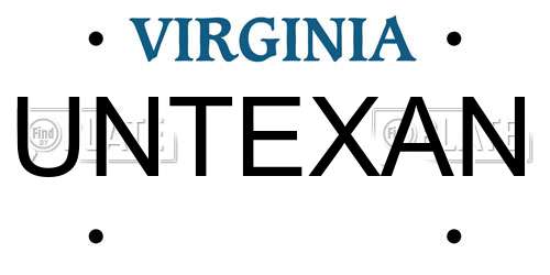 UNTEXAN Virginia License Plate