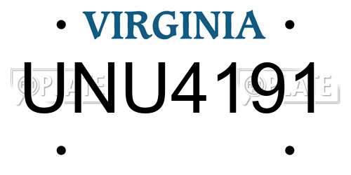 UNU4191 Virginia License Plate