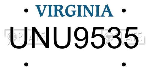 UNU9535 Virginia License Plate