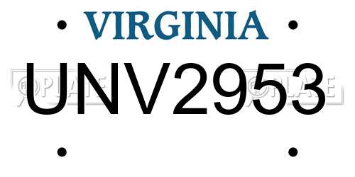 UNV2953 Virginia License Plate