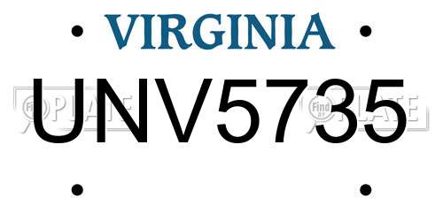 UNV5735 Virginia License Plate