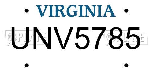 UNV5785 Virginia License Plate