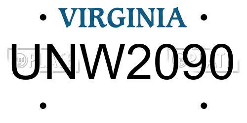 UNW2090 Virginia License Plate
