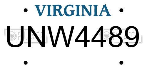 UNW4489 Virginia License Plate
