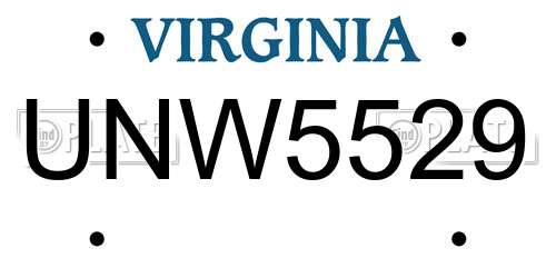 UNW5529 Virginia License Plate
