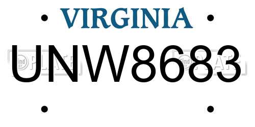UNW8683 Virginia License Plate