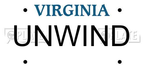 UNWIND Virginia License Plate