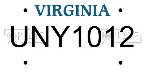UNY1012 Virginia License Plate