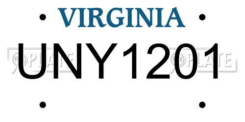 UNY1201 Virginia License Plate