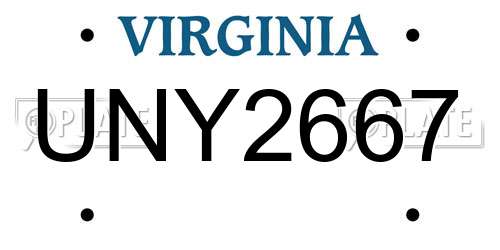 UNY2667 Virginia License Plate