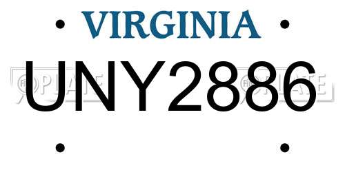 UNY2886 Virginia License Plate