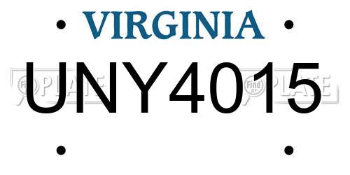 UNY4015 Virginia License Plate