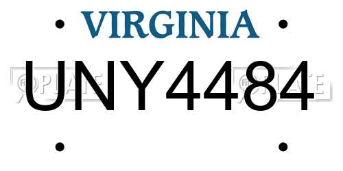 UNY4484 Virginia License Plate